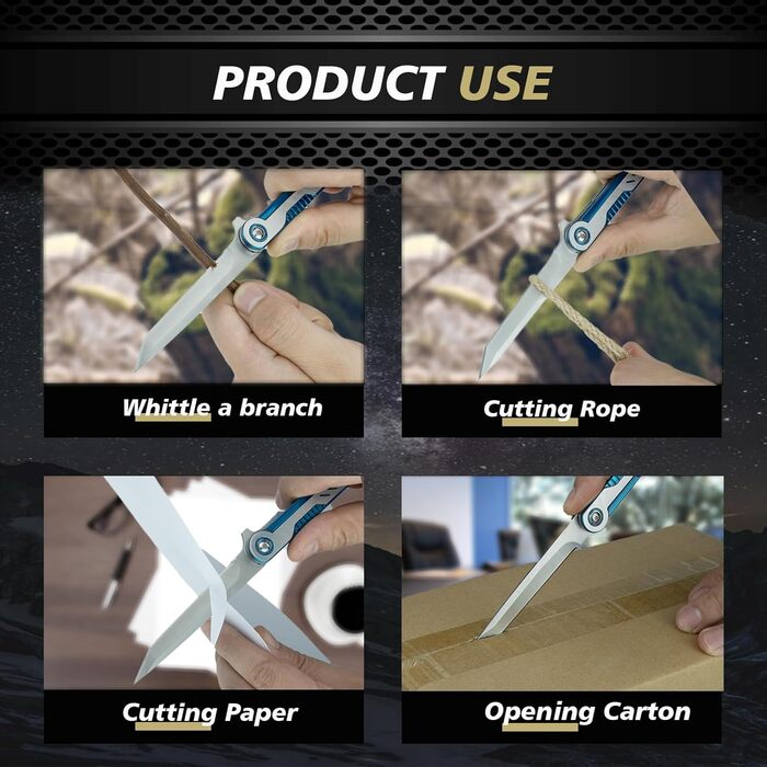 Одноручний ніж IKORES, складаний ніж зі шкіряним чохлом і кишеньковою кліпсою, одноручний ніж з лезом з нержавіючої сталі, для чол