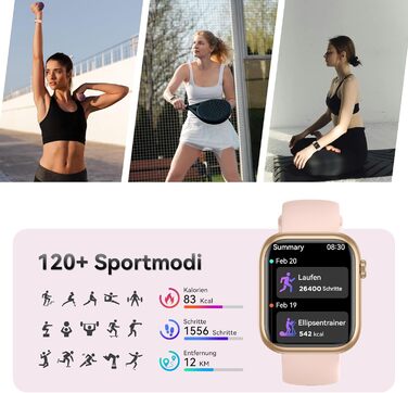 Розумний годинник для чоловіків та жінок, 1,83-дюймовий HD фітнес-трекер з крокоміром/монітором артеріального тиску/монітором серцевого ритму/функцією телефону, трекер сну, 120 спортивних режимів, водонепроникний фітнес- та спортивний годинник IP68 для iP