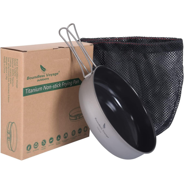 Титанова сковорода з антипригарним покриттям 15 см Легка сковорода Сковорода Походи Кемпінг Маленька тарілка Чаша Відкритий посуд