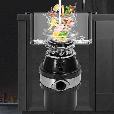 Диспоузер MytaYt MytaYtWaste з бездротовим перемикачем, подрібнювач сміття на 1000 мл безперервної подачі, побутова кухонна утилізація з бризкозахищеним покриттям/функцією захисту від перевантаження