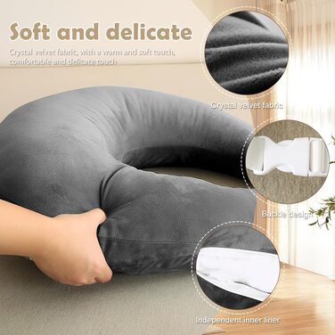 Подушка для читання для ігор, подушка для книги з підлокітником, U-подібна подушка для колін, ергономічна подушка Crealis, подушка для в&39язання гачком, опорна подушка для ліжка/дивана/підлоги для читання, гри, роботи, в&39язання гачком, темно-сіра