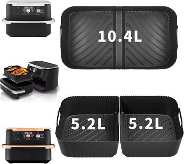 Аксесуари для фритюрниці для Ninja Foodi Flexdrawer 10.4L AF500EU AF500EUCP, Cecotec 9000, 110.4L25.2L Аксесуари для силіконової форми, Силіконові аксесуари для фритюрниці, 3