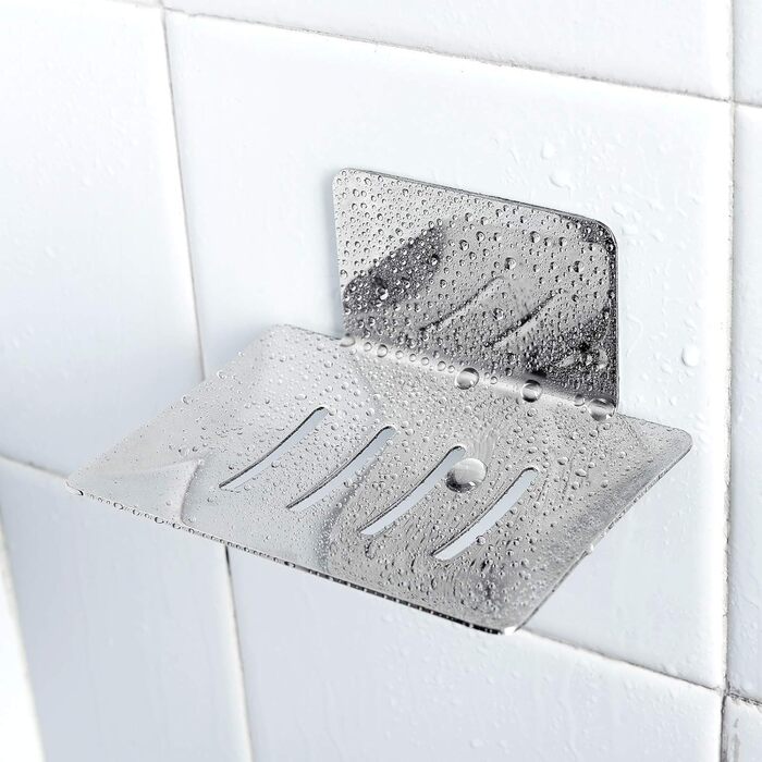 Мильниця без свердління з нержавіючої сталі самоклеюча, мильниця кошик мильниця настінне кріплення для губок щіток мила, настінне