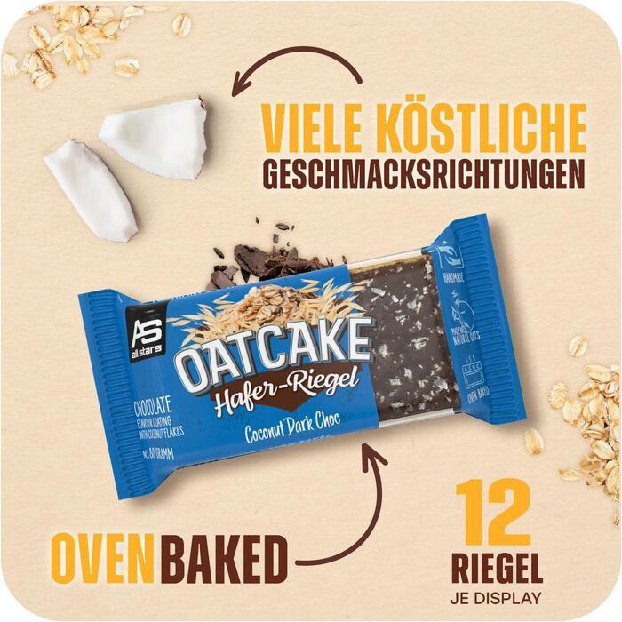 Вівсяні батончики ALL STARS Oatcake (мікс-бокс, 12 x 80 г) енергетичний батончик з вівсяними пластівцями та високоякісними вуглеводами запечений вівсяний батончик мякий та ситний ідеальна заміна прийому їжі