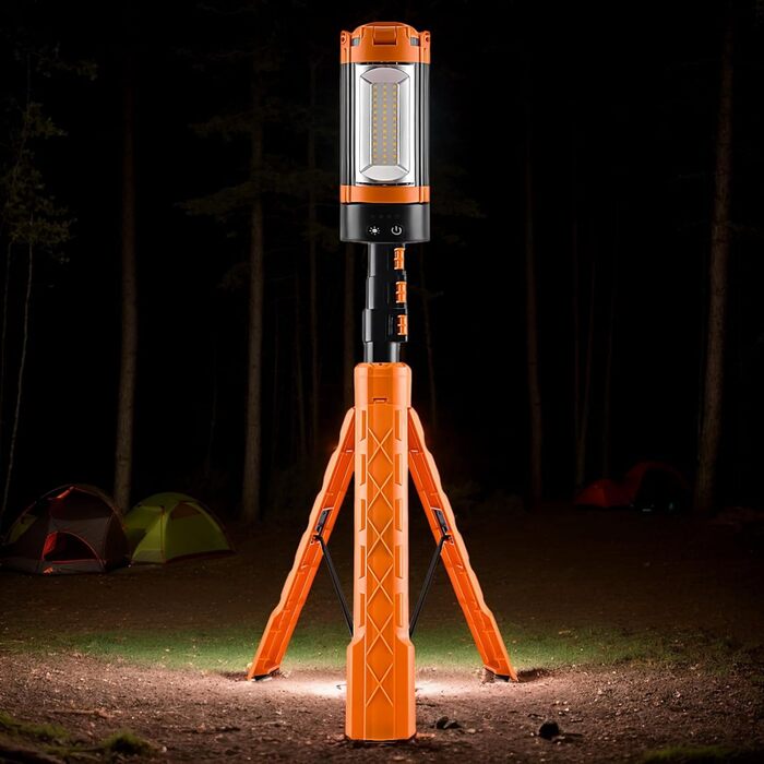 Магнітний ліхтар для кемпінгу - телескопічна конструкція штатива, акумулятор 10000 мАг, регульована яскравість, зовнішній світлодіодний робочий ліхтар, портативний ліхтар із зарядкою через USB, ідеально підходить для риболовлі та