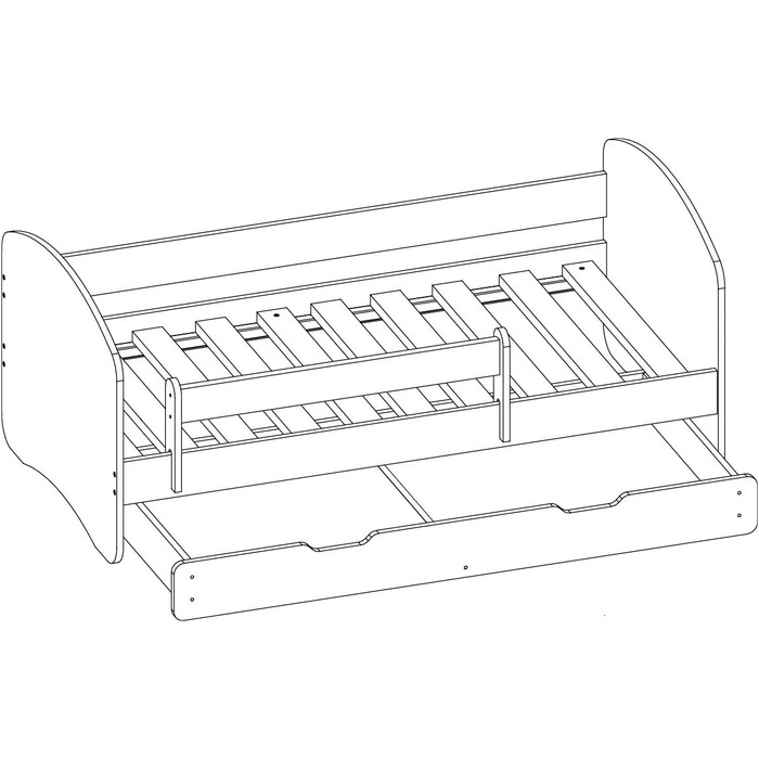 Дитяче ліжко ACMA молодіжне ліжко з однією шухлядою та матрацом синього кольору із захистом від випадіння рейкова рама II 140x70 1