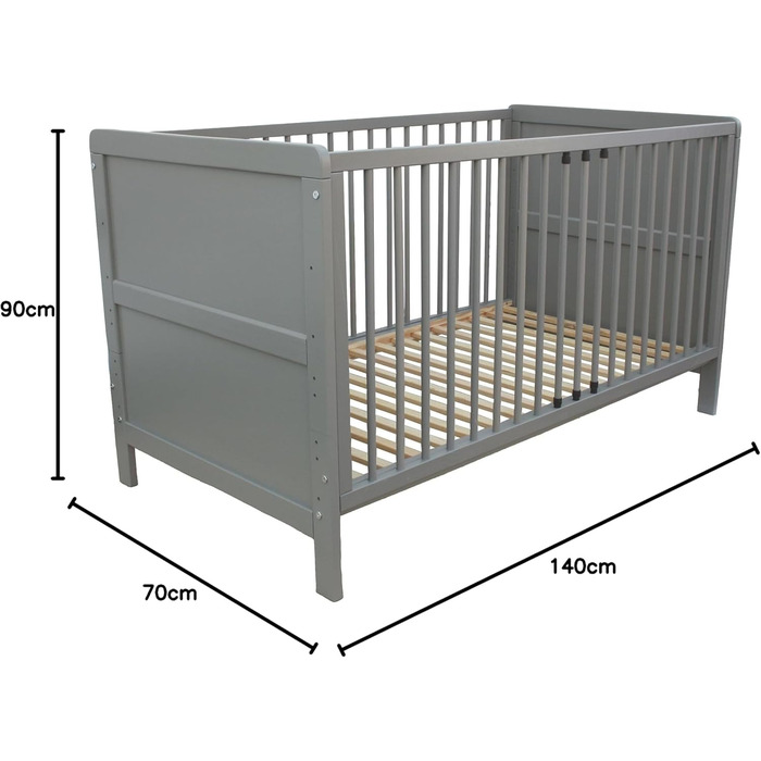 Дитяче ліжко Micoland Junior Bed Side Bed 140x70 см 3-в-1 сірого кольору