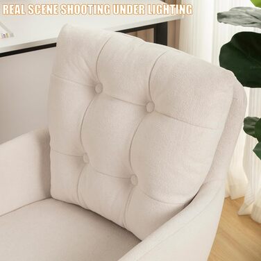 Офісне крісло з м&39якої оксамитової тканини, обертове на 360 крісло з колесами, крісло з регульованою висотою з металевими ніжками та подушкою, бежеве офісне крісло