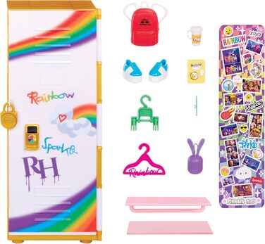 Ігровий набір Rainbow High Design & Style шафа з полицями, вішалки, аксесуари та стікери, для дітей 4-12 років, райдужний