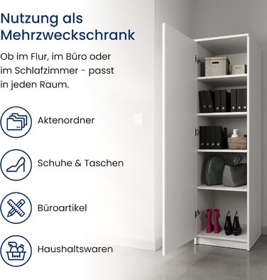 Домашня колекційна шафа, багатофункціональна шафа, біла, ширина 50 см, висота 180 см, з вішалкою для одягу та додатковим відділенням, органайзер для гардеробу з МДФ, 180 x 50 x 50 см (В x Ш x Г), білий