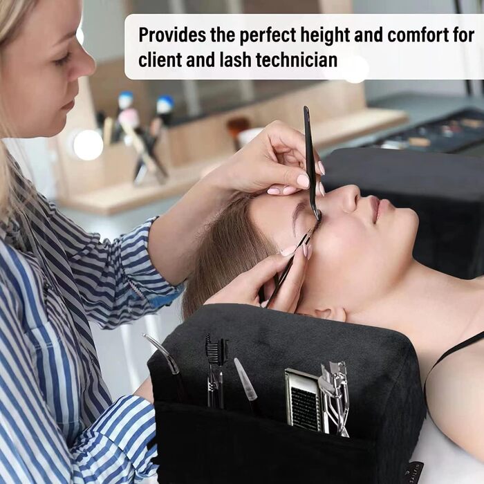 Подушка для вій - косметична подушка з піною з ефектом пам&39яті та оксамитовою наволочкою, подушка для нарощування вій з додатковим нахилом для комфортної підтримки шиї та спини.