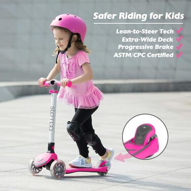 Дитячий самокат Stompa 3 роки для дівчаток хлопчиків, складний дитячий самокат 3 колеса зі світлодіодним проблисковим світлом, 4 р