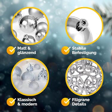 Різдвяні кульки 100 шт срібні Deuba