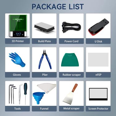 Із вбудованою системою нагріву та фільтром запахів, великий обєм збірки 228 * 128 * H245 мм, 8K MSLA Resin 3D Printer GKtwo 10.3&3