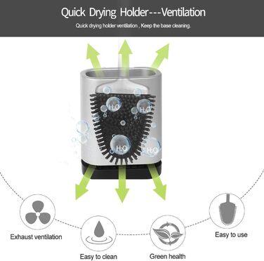Щітка для туалету з тримачем, силіконова щітка для туалету, ефективне очищення, набір щіток для настінного та стоячого туалету для