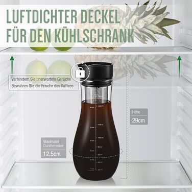 Кавоварка 1.5 л для холодного заварювання, кавоварка холодного заварювання з герметичною кришкою Скляна кава з льодом Глечик Brewer Чайник холодного заварювання, готовий до вживання Холодна кава Глечик Гарячий чай Фруктовий напій Набір блоків заварювання