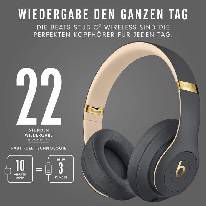 Накладні Bluetooth-навушники beats Studio3 з шумозаглушенням - чіп Apple W1, Bluetooth класу 1, активне шумозаглушення, 22 години