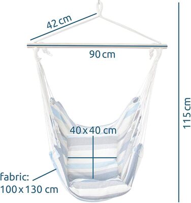 Підвісне крісло з 2 подушками - Гамак для сидіння - Вибір кольору Смарагдовий (зелений) або Aqua (синій) - максимальна вага 240 кг