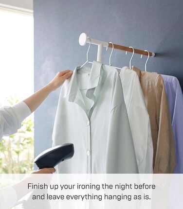 Вішалка для одягу з парою Yamazaki 5972, похила, біла, сталь/дерево/силікон, 38,5 x 47 x 162 см