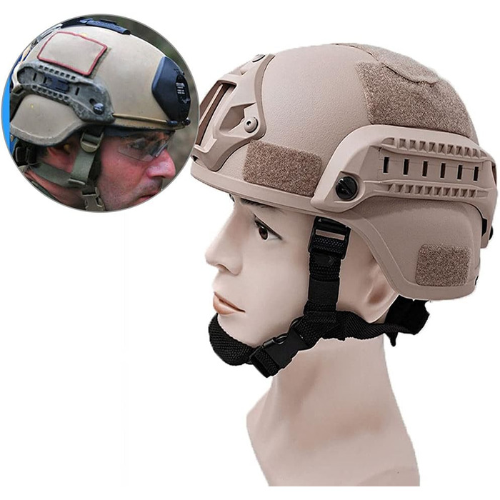 Тактичний шолом у стилі MICH2000, легкий тактичний шолом, захисна тактична версія шолома з кріпленням LVN та боковими рейками, захисний шолом у військовому стилі для страйкболу, пейнтболу, тактичного військового стилю (чорний)