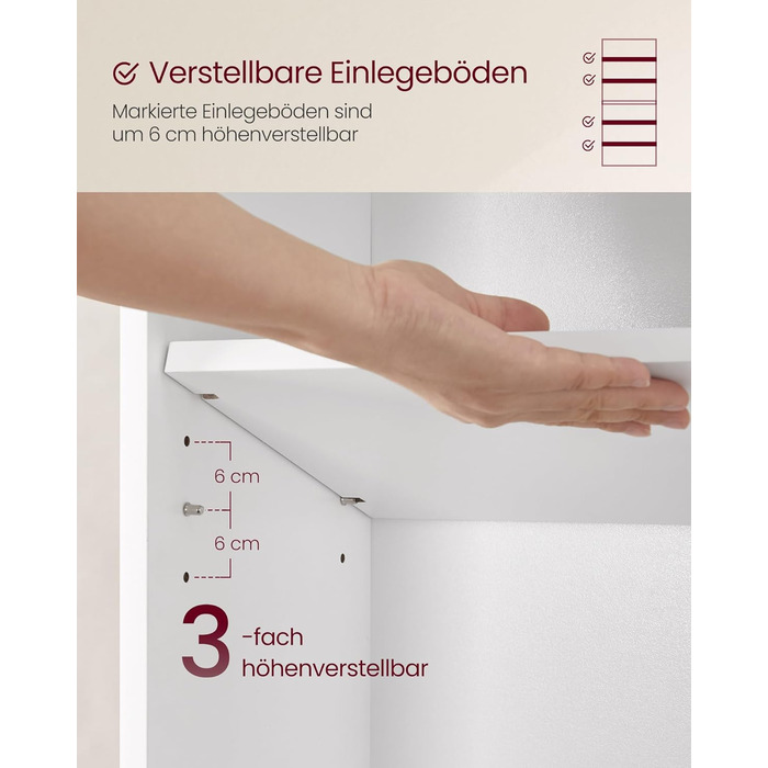 Книжкова полиця VASAGLE, 6-ярусна, відкрита полиця для зберігання, окремостояча полиця, 24 x 60 x 178,5 см, для вітальні, домашнього офісу, їдальні, хмарно-білий LBC169T14 6 ярусів (60Ш x 178,5В см) хмарно-білий