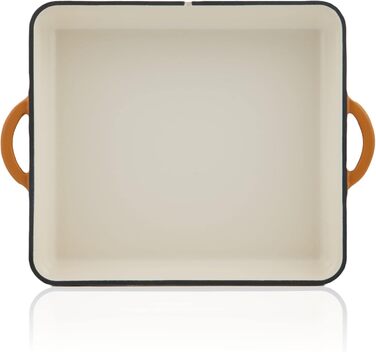 Чавунна емальована жаровня Mahlzeit 10,5 л Сонячний апельсин жаровня 2 в 1 зі сковородою жаровня з кришкою, безпечна для духовки,