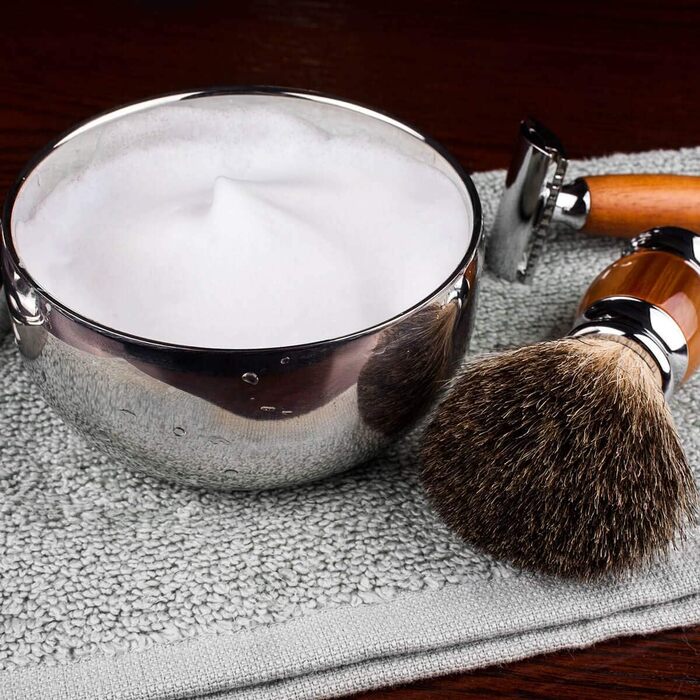 Чаша для гоління QSHAVE, для мила, виготовлена з нержавіючої сталі, з кришкою, діаметр 10,2 см, глибока, хромована