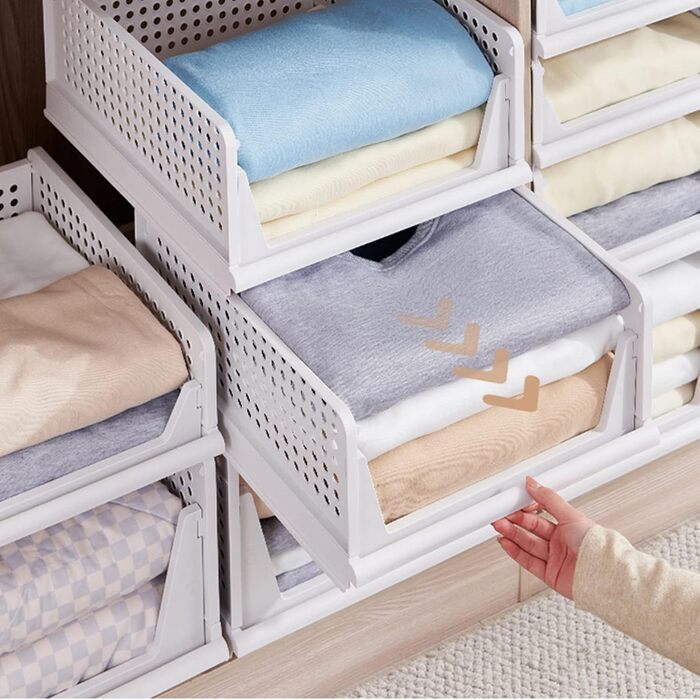 Набір органайзерів для гардеробу з 8 предметів, складні коробки для зберігання, система організації шухляд, шафок та гардеробів (білий - 18 см * 8)