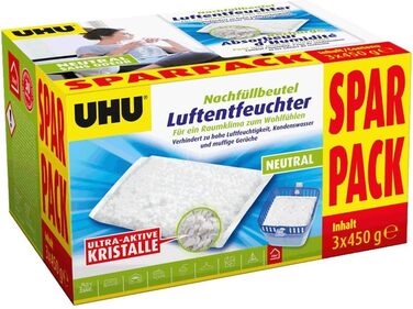 Мішок для заправки осушувача UHU 3 шт. 450 г в комплекті запобігає появі вологи та затхлих запахів