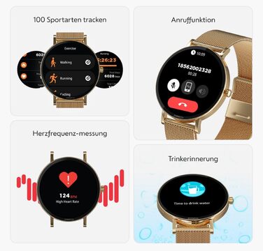 Розумний годинник Zenwatch Venice Pro 2.0 Gold з Bluetooth-телефонією 1,32-дюймовий AMOLED 466x466, 123 спортивні режими, серцевий ритм, артеріальний тиск та SpO2, водонепроникність IP68, акумулятор 200 мАг, сумісний з Android та iOS