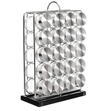 Стійка для спецій Storeo Basics з легованої сталі з 20 банками банки в комплекті сріблястий органайзер на 20 банок