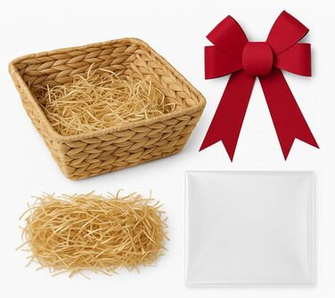 Набір порожніх подарункових кошиків для наповнення включаючи пакувальний папір, фольгу XL та червону стрічку подарунковий кошик на Великдень, хрестини, народження, Різдво та день народження