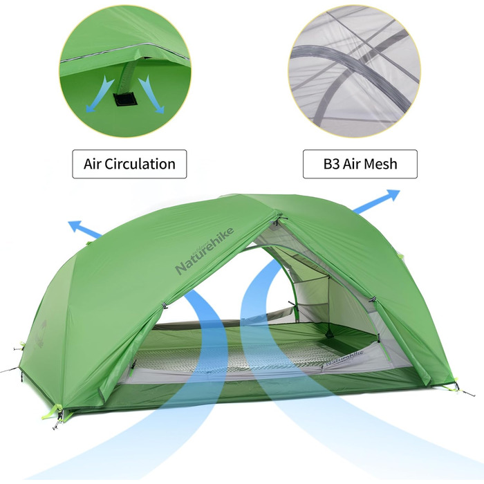 Намет для походів Naturehike Star Trails EXT, надлегкий кемпінговий намет на 1 особу, водонепроникний намет для пригод на свіжому повітрі, компактний дизайн із сумісністю з автомобілем, 20D Bud Green
