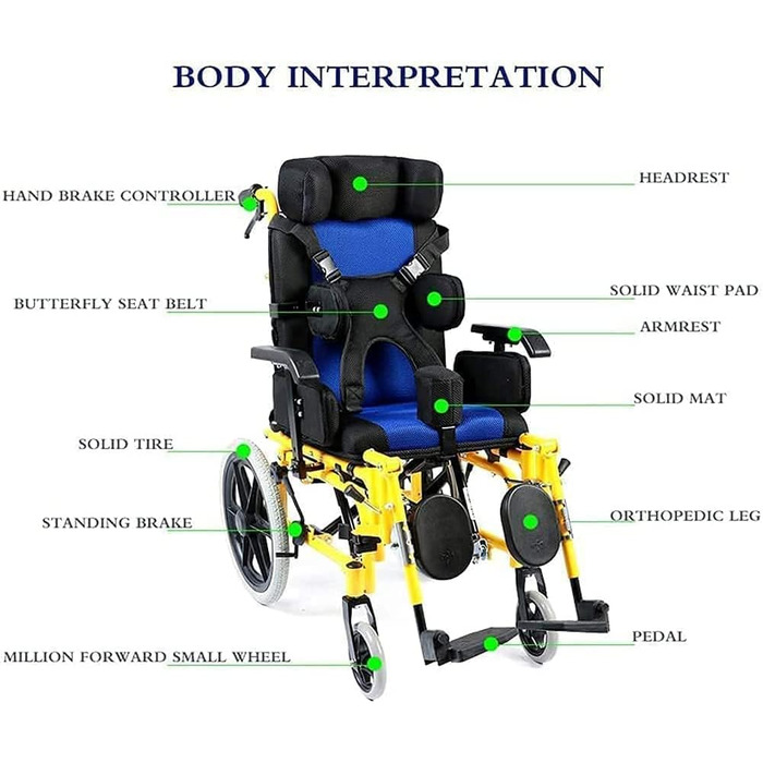 Візок для інвалідних візків QULACO з церебральним паралічем для дорослих/дітей, самохідні багатофункціональні лежачі інвалідні візки, крісло-компаньйон з підголівником і підставкою для ніг