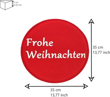 Подушка для сидіння MC-Trend X-MAS SET кругла з наповнювачем з фетру червоного кольору з принтом Ø 35 см Подушка для крісла на Різдво Крісло Декоративний чохол на стілець Різдвяна подушка для сидіння Різдвяний ярмарок
