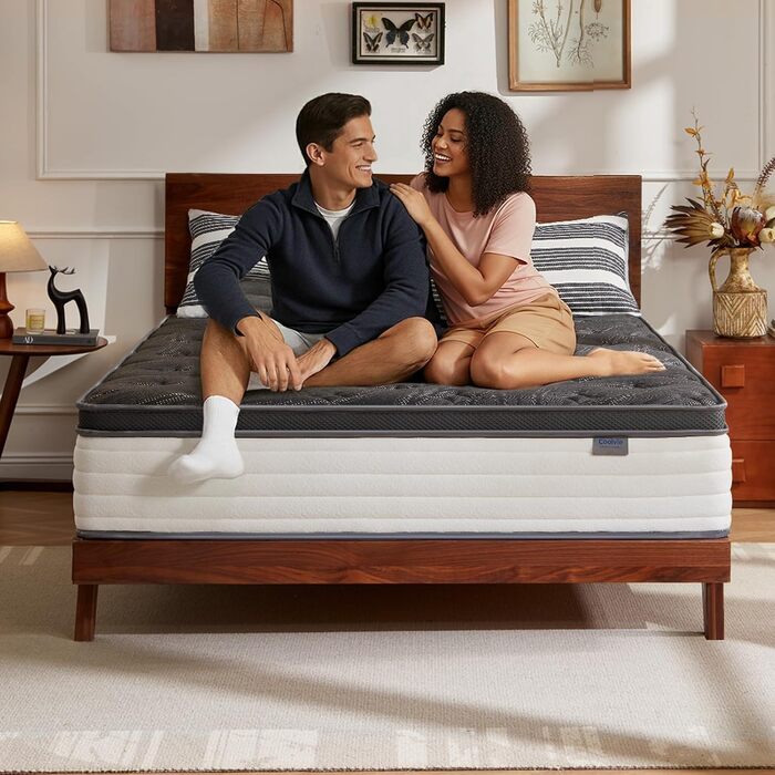 Матрац Coolvie 90x200 см, висота 25 см, ортопедичний та ергономічний пружинний матрац, 7-зонний комфортний пінопласт, рівень жорсткості 3, пружинний сердечник кишенькової форми з ізоляцією руху, сертифікований Oeko-Tex, 90x200x25 см