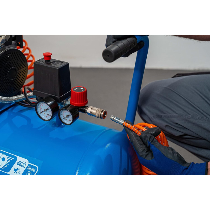 Малошумний повітряний компресор EASE-AIR 50, безмасляний повітряний компресор, максимальний тиск 8 бар, потужність 1 к.с., 50-літр