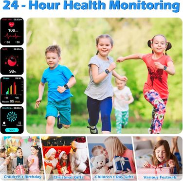 Дитячий смарт-годинник, дитячий спортивний фітнес-годинник для дівчаток та хлопчиків з крокоміром, понад 100 спортивних режимів, будильник, ігри, секундомір, дитячий годинник, повідомлення, годинник активності для підлітків 5-16 років, подарунки, чорний