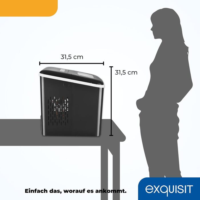 Машина для виготовлення кубиків льоду Exquisit EM 6002 sw Виготовлення кубиків льоду за 7 хвилин Бак для води 1,8 літра без підключення води Чорний кубики льоду Світлодіодний дисплей стану Низький рівень шуму