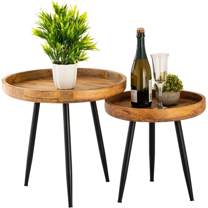 Круглий дерев&39яний журнальний столик, журнальний столик, стіл для вітальні, металеві ніжки, стільниця з масиву дерева, розмір діаметр 40 см - висота 40 см