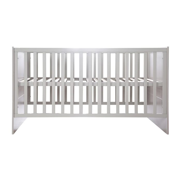 Дитяче ліжечко roba Lea 70 x 140 - дитяче ліжко з 3 регулюваннями висоти - трансформується в ліжечко - дерево, лаковане в бежево-сірий колір