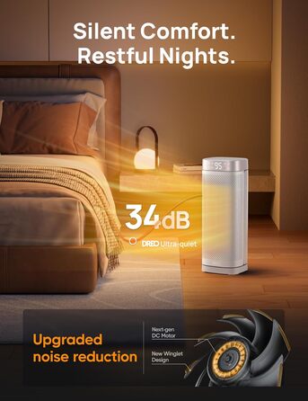 Дюймовий електричний обігрівач Dreo, енергоефективні обігрівачі з терморегулятором, пульт дистанційного керування, що коливається