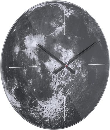 Настінний годинник Karlsson KA5475 Moon, скло, сірий, 60 x 60 см, чорно-білий