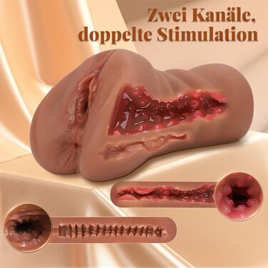 Реалістичний мастурбатор Cacuola з мінівібратором, еластичний рідкий силікон