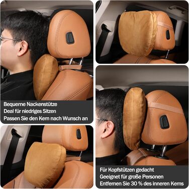 Набір з 2 подушок для шиї автомобіля, підтримка шиї в підголівнику, подушка для підтримки шиї з суперфібри, поліестер на рослинній основі, 30x19 см, багаторазова та регульована (чорна)