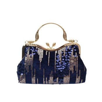 Вінтажна вечірня сумочка 1920-х років з паєтками, оксамитовий клатч для жінок, весідна сумочка для нареченої, елегантна сумка на ланцюжку з діамантами та стразами, темно-синя