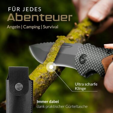 Складаний ніж BERGKVIST K20 (дворучний) з дерев'яним руків'ям та титаном - носіння дозволено - кишеньковий ніж 3-в-1 зі склом, різ