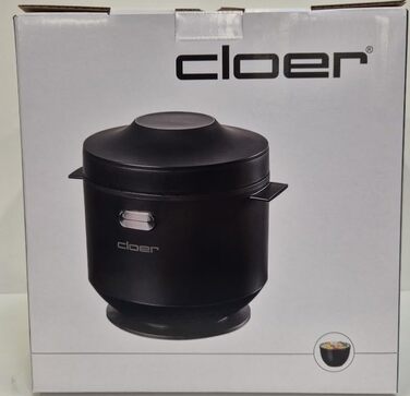 Рисоварка Cloer 6830, 1 л, з насадкою для приготування на парі та чашею, що миється в посудомийній машині, 7-етапна технологія, підігрів до 24 год, звуковий сигнал та індикатор рівня води, 350 Вт, чорна