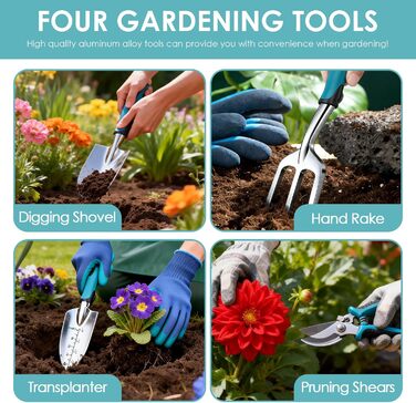 Набір садових інструментів Gartenwerkzeug, 7 предметів, для догляду за садом, стійкий до іржі. Садовий набір з органайзером-сумкою для інструментів, ідеальний подарунок для жінок-садоводів.
