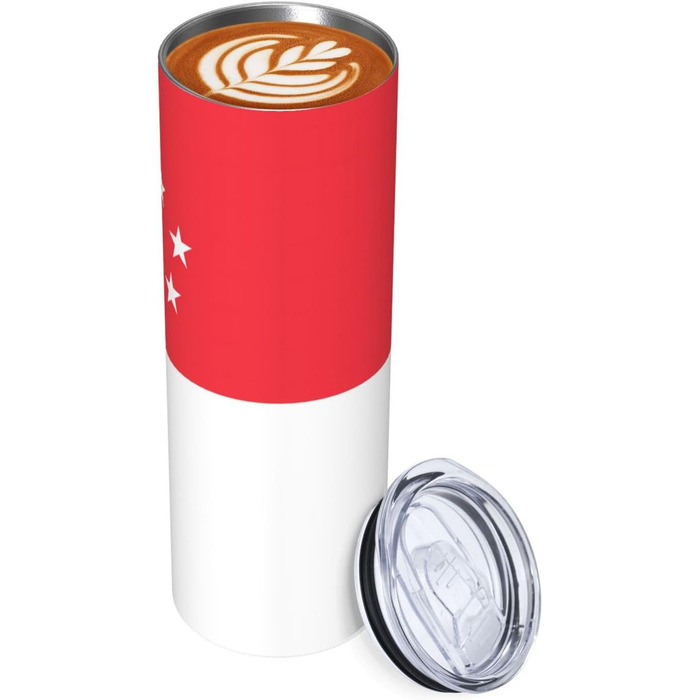 Кухоль з прямою трубочкою, принт прапора Сінгапуру, дорожній кухоль, підходить для кемпінгу, офісу та дому, 590 мл